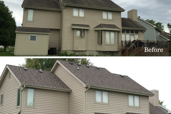 Roof Replacement Before and After Photo