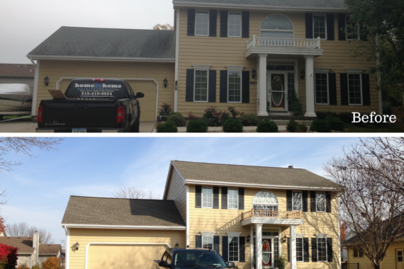 Roof Replacement Before and After Photo