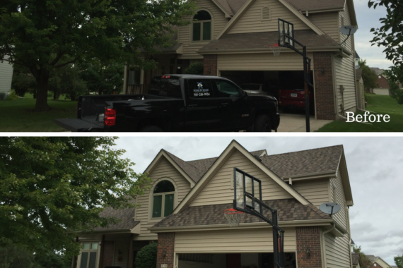 Roof Replacement Before and After Photo